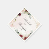 ボホ赤面ブルゴーニュフローラ金ゴールド結婚地磁気 スタンダードカクテルナプキン (角)