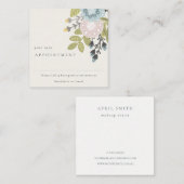 ボホ赤面ブルーグリーンフローラアポイントメントアラーム スクエア名刺 (正面/裏面)