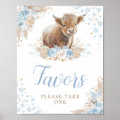 ボホ赤面ブルーハイランドカウビーズサイン ポスター (正面)