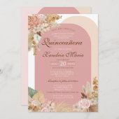 ボホ赤面ベージュドライドバラフローラキンセアニェラ 招待状 (正面/裏面)