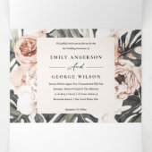 ボホ赤面ラストモンステラフローラ2 QRコード結婚ズ 三つ折り招待状 (内部中)