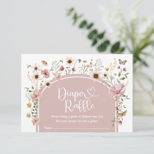 ボホ赤面ワイルドフラワーおむつラッフルベビーガール エンクロージャーカード (スタンド正面)