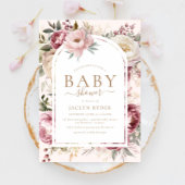 ボホ赤面牡丹フローラベビーガールシャワー 招待状