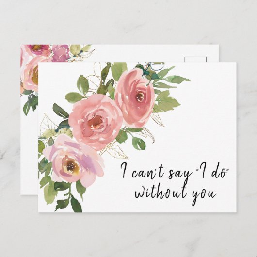 ボホ赤面金ゴールドブライデスメイド提案カード ポストカード (正面/裏面)