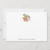 ボホ赤面黄植物花パーソナライズされた ノートカード (正面)