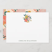 ボホ赤面黄植物花パーソナライズされた ノートカード (正面/裏面)