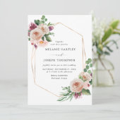 ボホ赤面&パープル春フローラ結婚ズ 招待状 (スタンド正面)