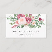 ボホ赤面&ピンクウォーターカラーフローラ 名刺 (正面)