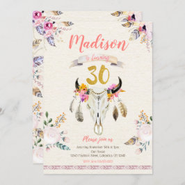 ボホ部族フローラスカル30歳誕生日招待状 招待状