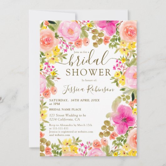 ボホ野花ガーデン写真ブライダルシャワー 招待状 (正面)