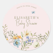 ボホ野草春赤ちゃんパーソナライズされたシャワー ラウンドシール (正面)