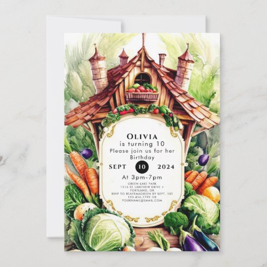 ボホ野菜農家市場誕生日 招待状 (正面)