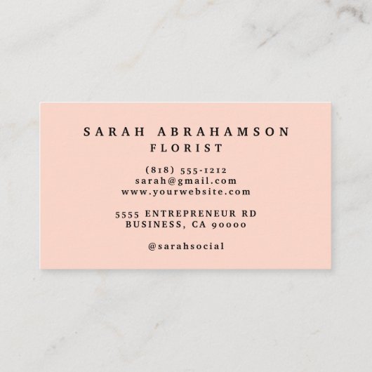 ボホ金ゴールドとシャンパン花ビジネスカード 名刺 (裏面)