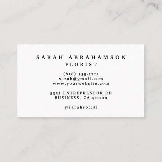 ボホ金ゴールドとシャンパン花ビジネスカード 名刺 (裏面)