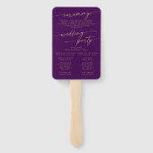 ボホ金ゴールドとパープル結婚式 プログラム ハンドファン (裏面)