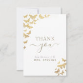 ボホ金ゴールドバタフライシックブライダルシャワーサンキュー サンキューカード (正面)