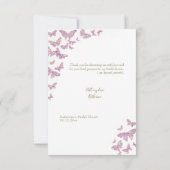 ボホ金ゴールドパープルバタフライブライダルシャワーサンキュー サンキューカード (裏面)