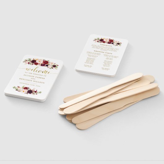 ボホ金ゴールドマルサラフローラ結婚式 プログラムファン ハンドファン (組立なし)