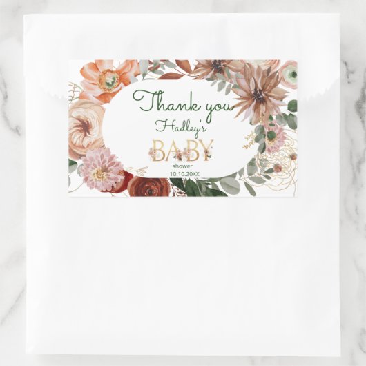 ボホ金ゴールドユーカリ赤ちゃん感謝していシャワーユー 長方形シール (バッグ)