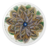 ボホ金ゴールドライオンフラワービクトリアン セラミックノブ (正面)