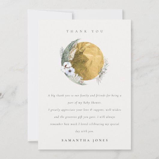 ボホ金ゴールド佐賀グリーンフローラリースベビーシャワー サンキューカード (正面)