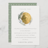 ボホ金ゴールド佐賀グリーンフローラリースベビーシャワー サンキューカード (正面/裏面)