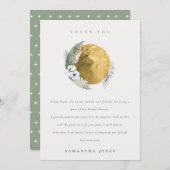 ボホ金ゴールド佐賀緑フローラリースブライダルシャワー サンキューカード (正面/裏面)