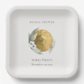 ボホ金ゴールド佐賀緑フローラリースブライダルシャワー ペーパープレート (正面)