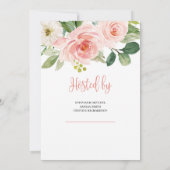 ボホ金ゴールド幾何学的赤面ピンクフローラオベビー 招待状 (裏面)