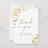 ボホ金ゴールド蝶シックブライダルシャワーサンキュー サンキューカード (正面)