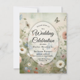 ボホ開花とヴィンテージ結婚誓 招待状