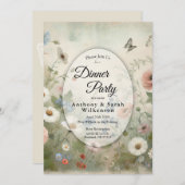 ボホ開花とヴィンテージ花ズレストランディナー 招待状 (正面/裏面)
