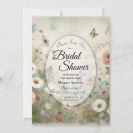 ボホ開花とヴィンテージ花ブライダルシャワー 招待状