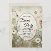 ボホ開花とヴィンテージ花咲ディナーパーティー 招待状 (正面/裏面)