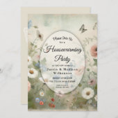 ボホ開花とヴィンテージ花引っ越し祝いパーティー 招待状 (正面/裏面)