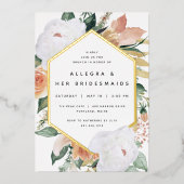 ボホ開花モダンフローラブリデスメイドブランチ 箔招待状 (正面)