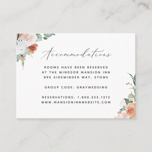 ボホ開花結婚ズホテルアコモデーションカード エンクロージャーカード (正面)