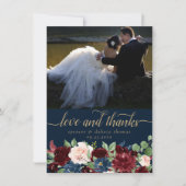 ボホ開花 |ダークネイビーとレッドフォトラブ サンキューカード (正面)