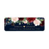 ボホ開花 |ダークネイビーブルーとブルゴーニュの住所 ラベル (正面)