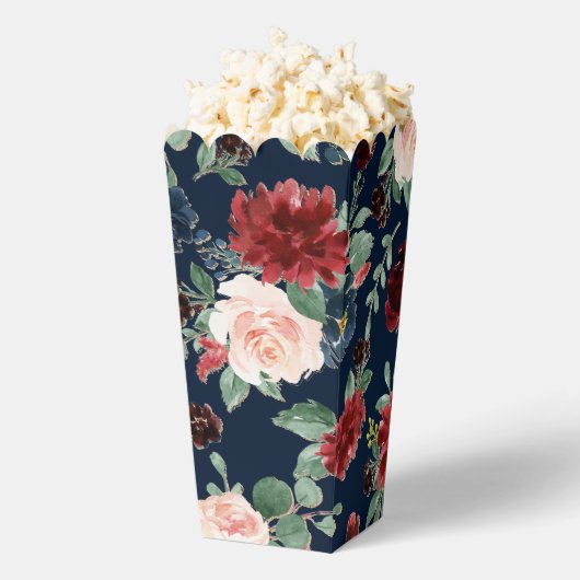 ボホ開花 |ダークネイビーブルーとブルゴーニュパターン フェイバーボックス (はじけた状態)