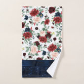 ボホ開花 |ネイビ素朴ーとブルゴーニュきらめく バスタオルセット (ハンドタオル)