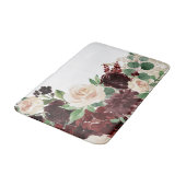 ボホ開花 |ネイビ素朴ーとブルゴーニュきらめく バスマット (アングル)