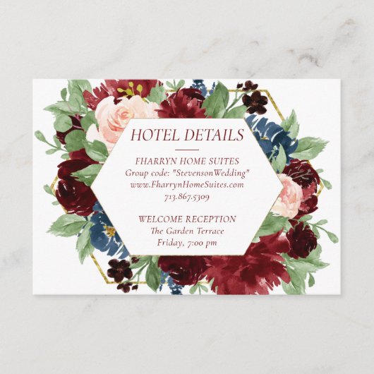 ボホ開花 |バーグンディエレガントフローラの宿泊施設 エンクロージャーカード (正面)