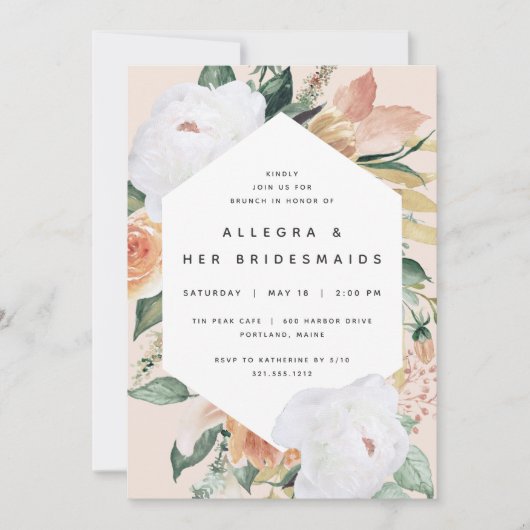 ボホ開花 |フローラモダンブリデスメイドのブランチ 招待状 (正面)
