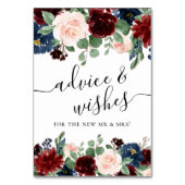 ボホ開花 | ブルゴーニュとネイビーブルーのアドバイスの願い テーブルナンバー (裏面)