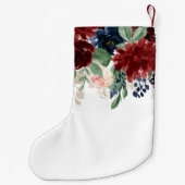 ボホ開花 |ブルゴーニュとネイビーブルーパターン スモールクリスマスストッキング (裏面)