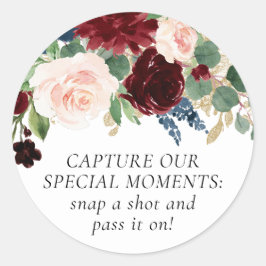 ボホ開花 |ブルゴーニュとネイビー使い捨てカメラ ラウンドシール