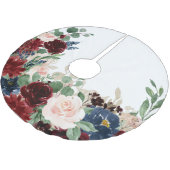 ボホ開花 |ブルゴーニュ赤赤面とネイビーパターン ブラッシュドポリエステルツリースカート (アングル)