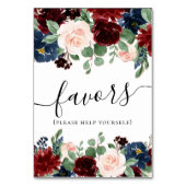 ボホ開花 |ブルゴーニュ・ネイビー・ブルーと赤面の好意 テーブルナンバー (裏面)