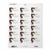 ボホ開花 |ブルゴーニュ・レッドとネイビー・ブルーの住所 ラベル (フルシート)